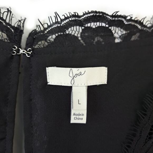 Joie Black Lace Mini Dress Cap Sleeve Coctail Party Size large / 10 - Picture 8 of 13